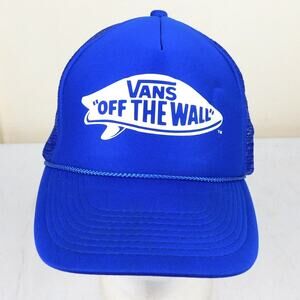 Vintage Vans Off The Wall Trucker Hat Blue White Surfboard Logo Y2K Adjustable
